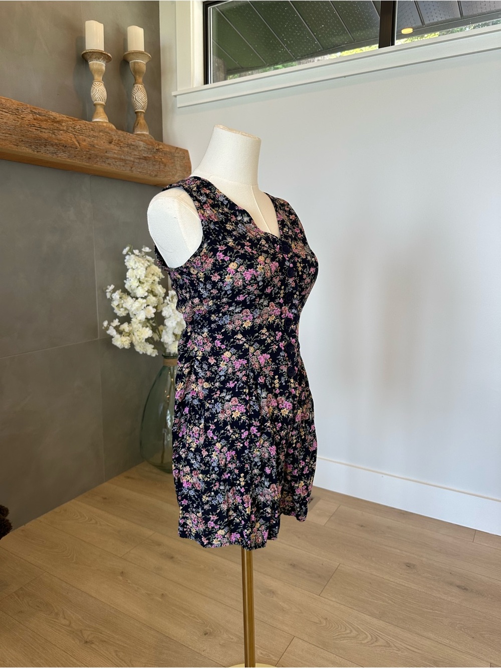 Vintage EQUATION Floral Button Front Romper – Size Small - Picture 5 of 10